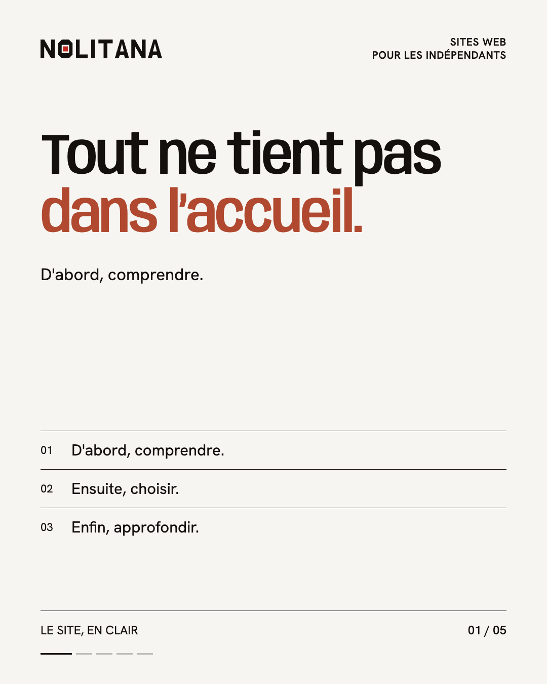 Une page d'accueil n'est pas un catalogue.