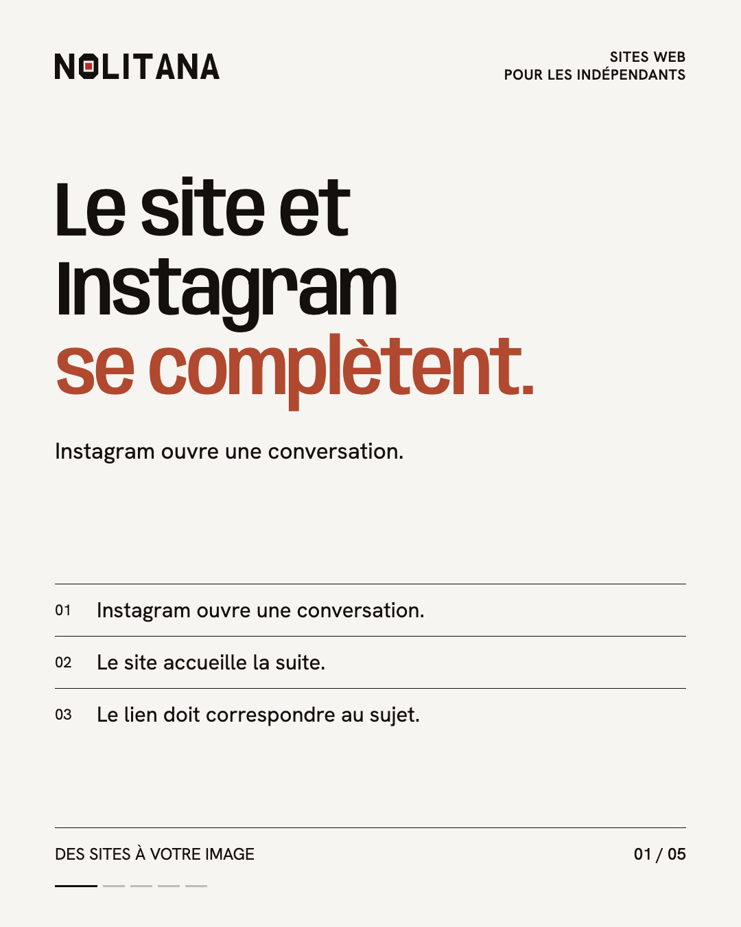 Le site et Instagram se complètent.