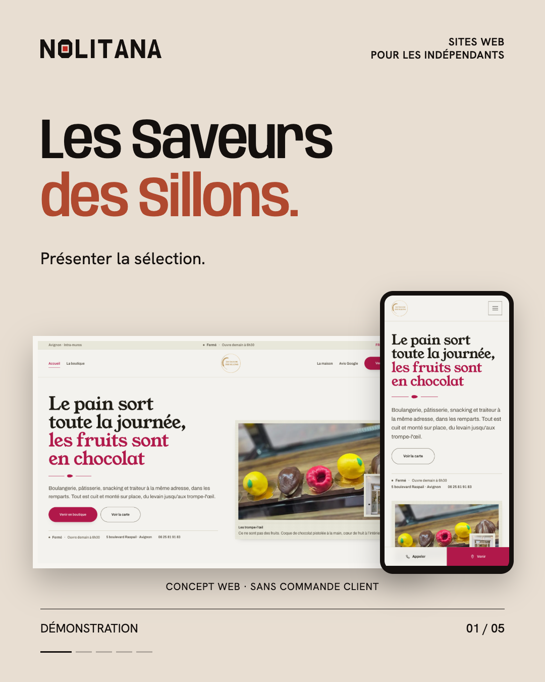 Les Saveurs des Sillons : présenter sans surcharger.