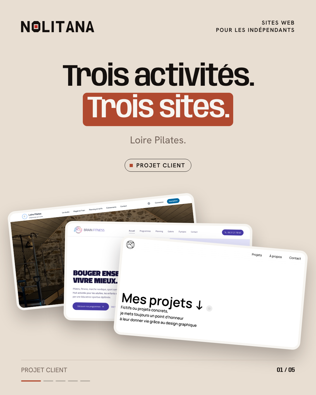 Trois activités. Trois sites.