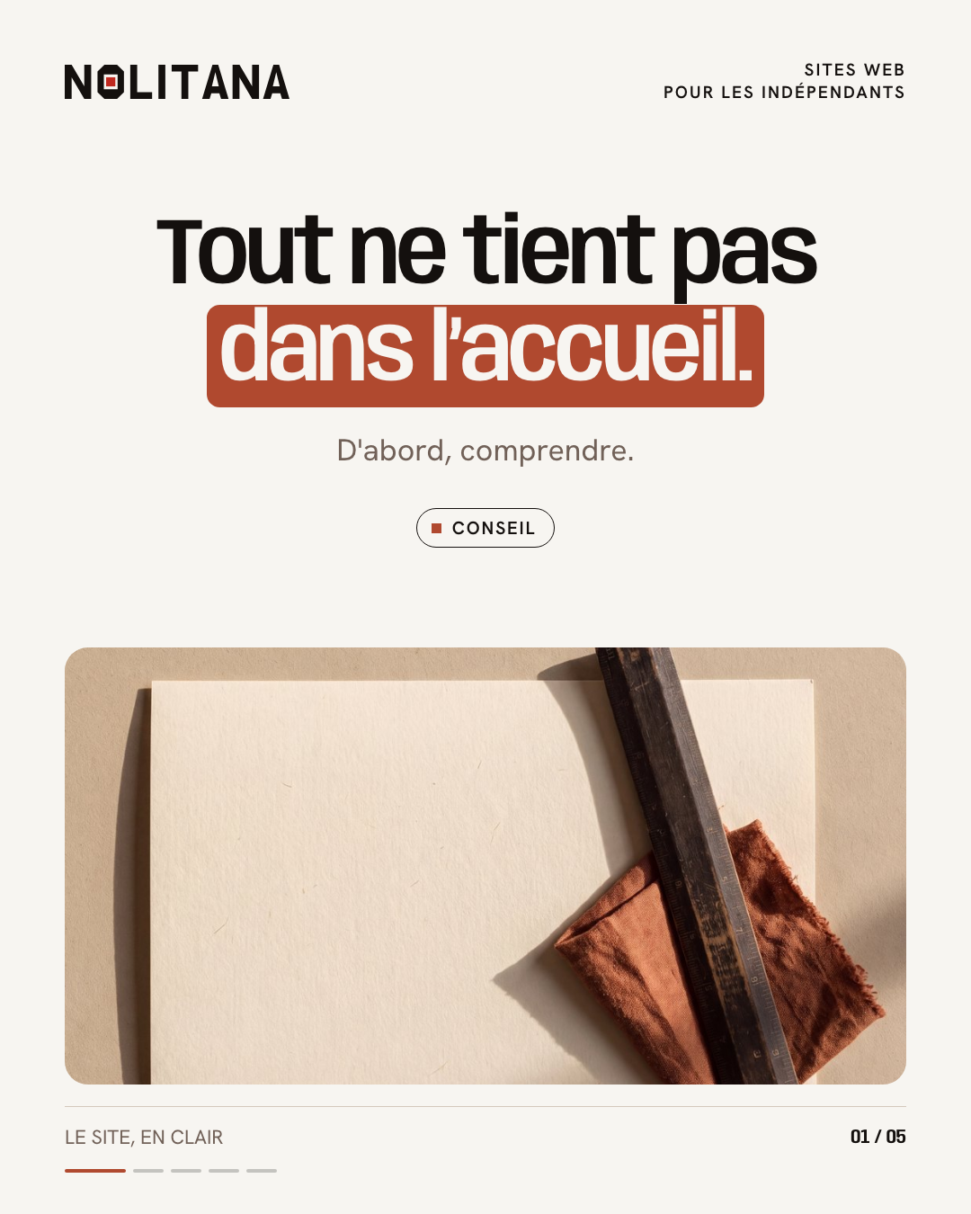 Une page d'accueil n'est pas un catalogue.
