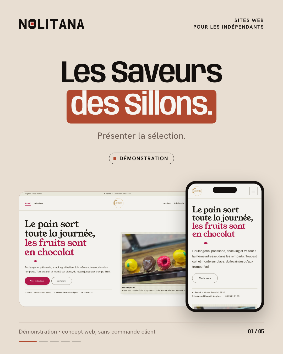 Les Saveurs des Sillons : présenter sans surcharger.