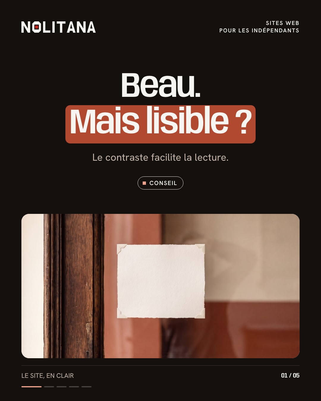 Une page peut être belle et difficile à lire.