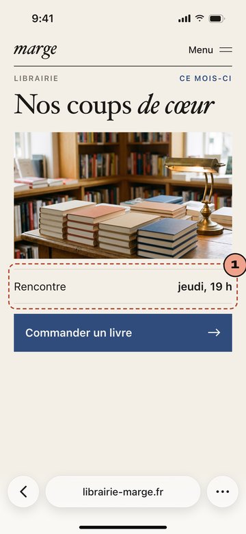 Écran du site de Marge, librairie imaginaire
