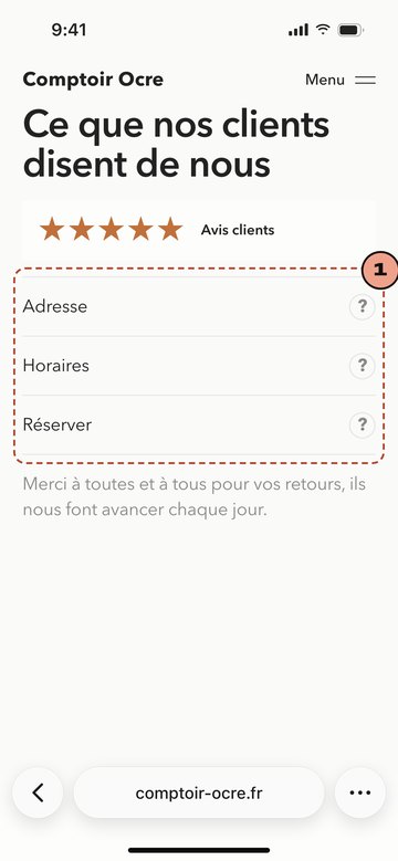 Écran du site de Comptoir Ocre, boutique imaginaire