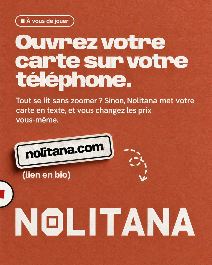 Ouvrez votre carte sur votre téléphone. Tout se lit sans zoomer ? Sinon, Nolitana met votre carte en texte, et vous changez les prix vous-même. Lien : nolitana.com