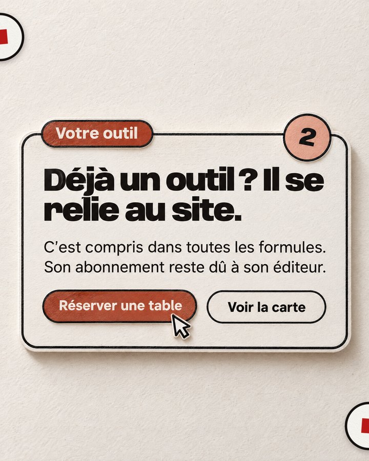 Votre outil. Déjà un outil ? Il se relie au site. C’est compris dans toutes les formules. Son abonnement reste dû à son éditeur.