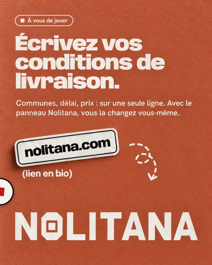Écrivez vos conditions de livraison. Communes, délai, prix : sur une seule ligne. Avec le panneau Nolitana, vous la changez vous-même. Lien : nolitana.com