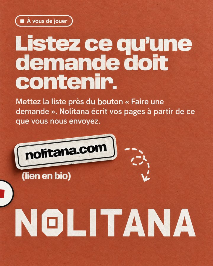Listez ce qu’une demande doit contenir. Mettez la liste près du bouton « Faire une demande ». Nolitana écrit vos pages à partir de ce que vous nous envoyez. Lien : nolitana.com