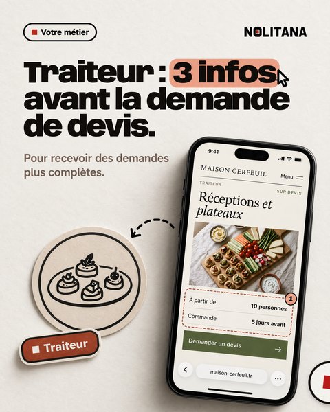 J34 · Traiteur : 3 infos avant la demande de devis.