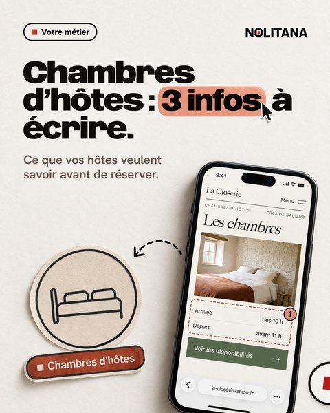 J40 · Chambres d’hôtes : 3 infos à écrire.