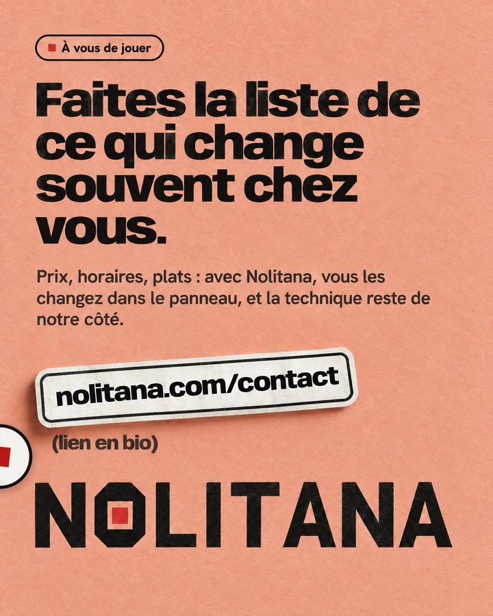 Faites la liste de ce qui change souvent chez vous. Prix, horaires, plats : avec Nolitana, vous les changez dans le panneau, et la technique reste de notre côté. Lien : nolitana.com/contact