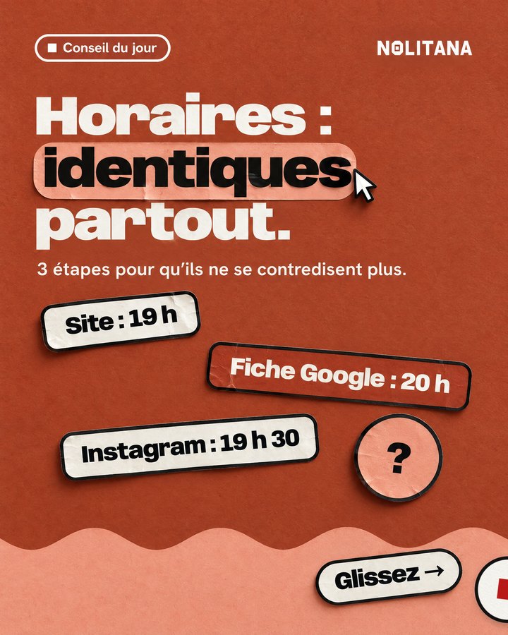 Horaires : identiques partout. 3 étapes pour qu’ils ne se contredisent plus.