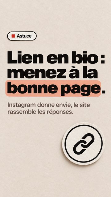 Astuce Lien en bio : menez à la bonne page. Instagram donne envie, le site rassemble les réponses.
