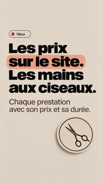 Vécu Les prix sur le site. Les mains aux ciseaux. Chaque prestation avec son prix et sa durée.